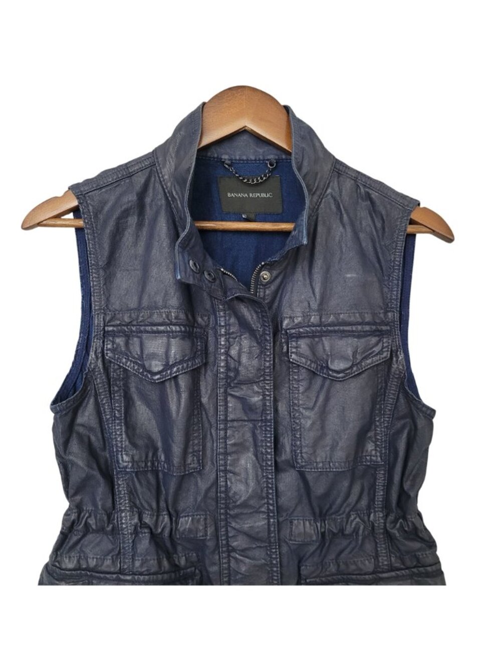 Banana Republic Utility Vest Womens Size S Blue Sleeveless Chain Detail - Picture 4 of 9